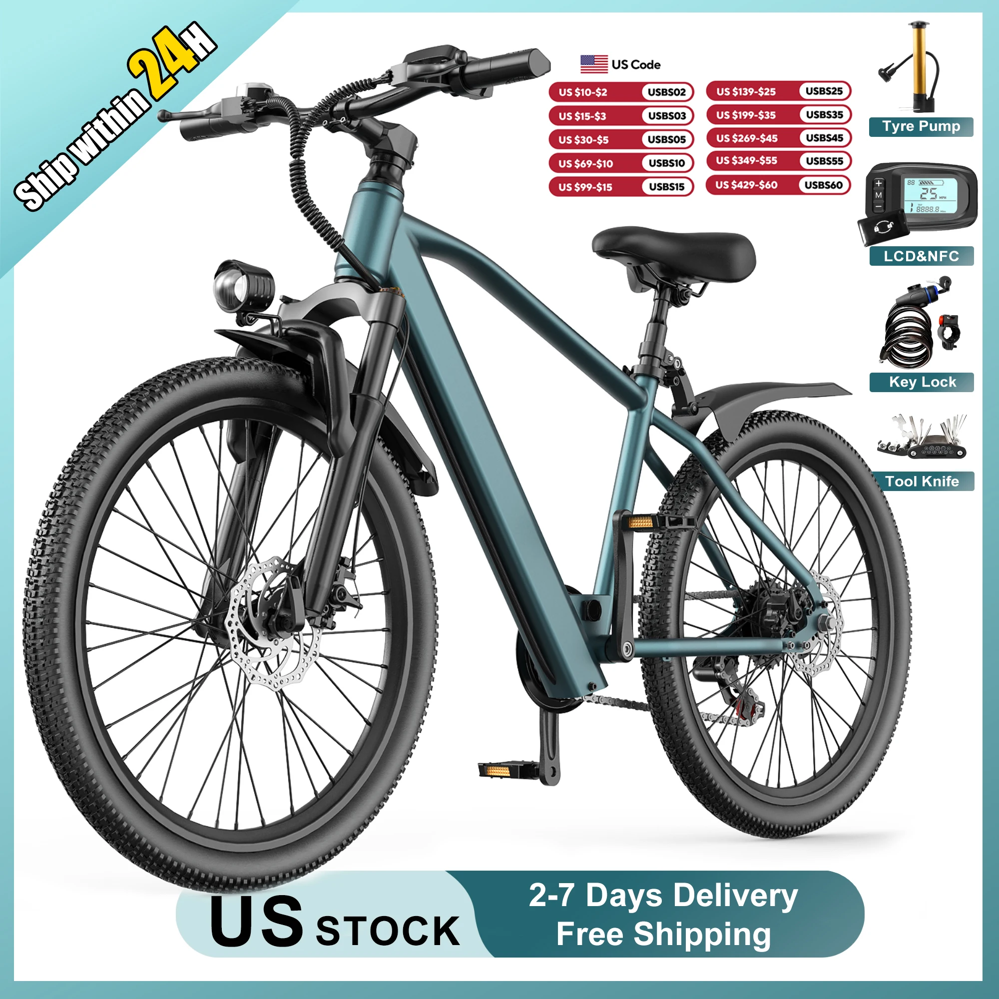 

Electric Bike Cheap for Adult 540W Peak Motor 36V Lithium Battery Long Range Mountain Ebike 26 Inch Electric Bicycle With NFC