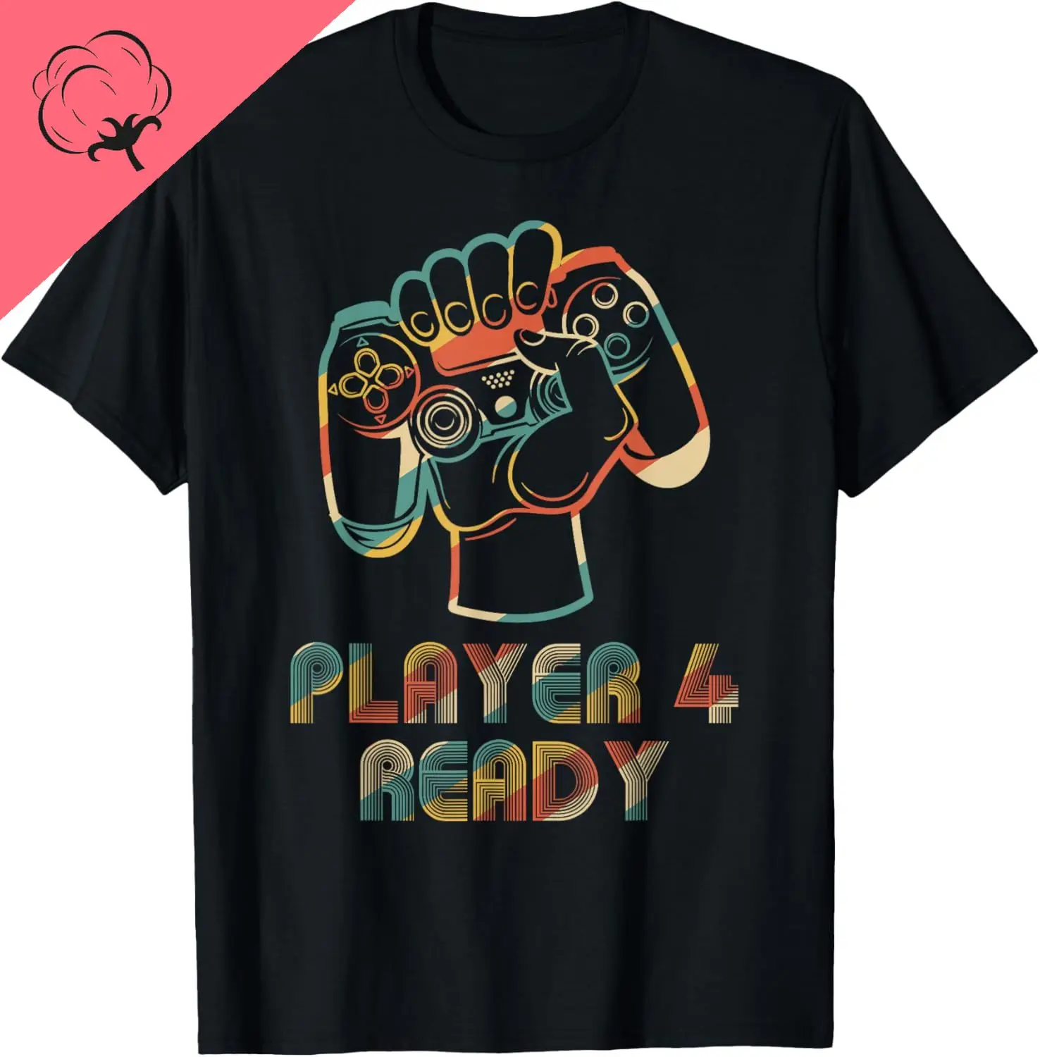 

Player 4 Ready in Combo with Player 1, 2 and 3 Gamer T-Shirt Men and Women Short Sleeves Funny Shirt Cotton Tee