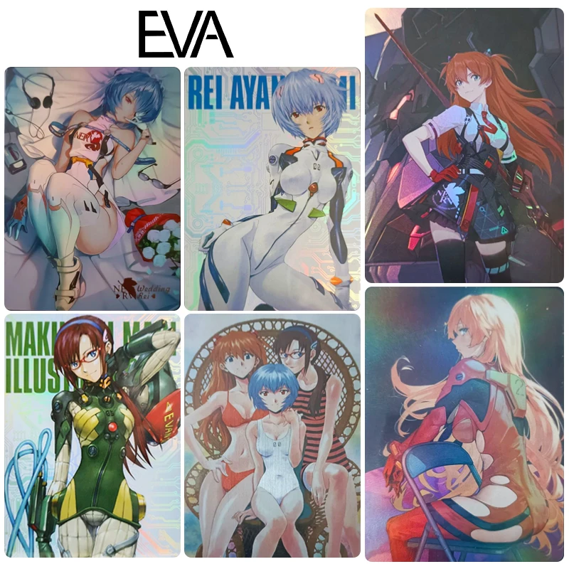 

DIY EVA 63*88mm 6PCS/SET Collection card Ayanami Rei Asuka Langley Soryu Bronzing flash card Cartoon toy Christmas birthday gift