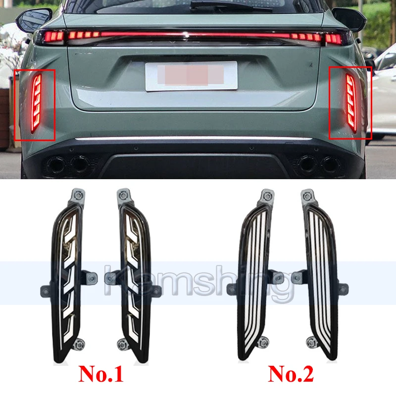 

1 пара светодиодных задних бамперных фонарей для OMODA C9 Exeed RX Yaoguang 2022-2025: стоп-сигнал, отражатель, сигнальная лампа, указатель поворота