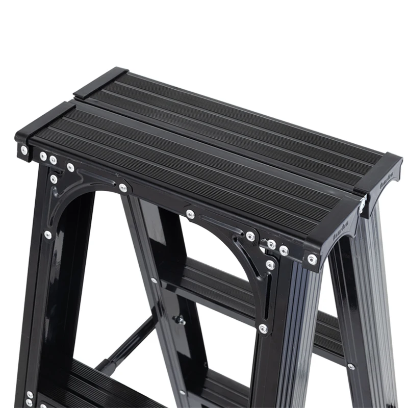 custom.5 Steps Double-side Foldable Aluminum Combination Ladders Safety Escape EN131 Certified 150kg Capacity Black Modern OEM