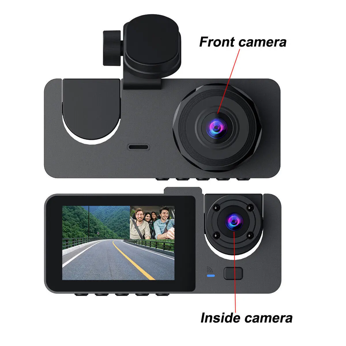 three-lens driving recorder three-camera video wifi driving recorder mobile phone interconnection night vision