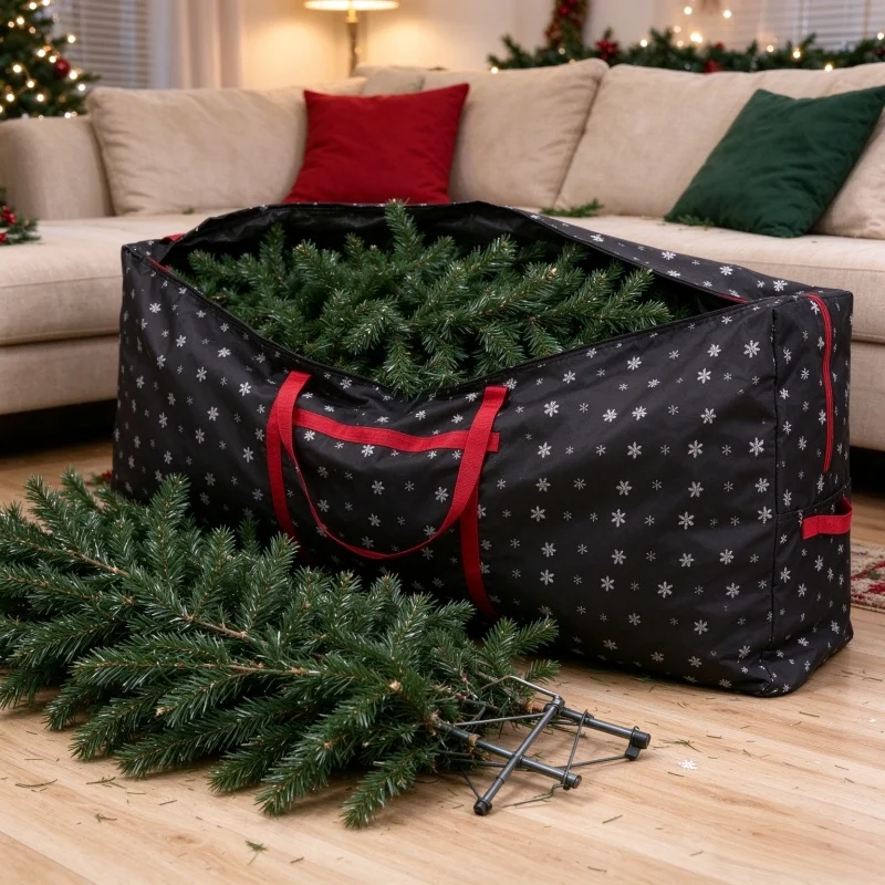 Christmas Tree Storage Bag - With Reinforced Handle and Label Pocket, Waterproof Oxford Cloth | Christmas Decoration Storage Bag