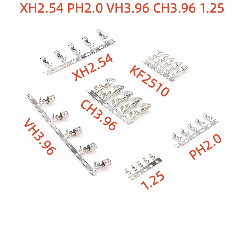100PCS Crimp Terminal Contact Pin XH2.54 PH2.0 VH3.96 CH3.96 1.25mm Pitch Cold Press Wire Connector Electrical Crimping Terminal