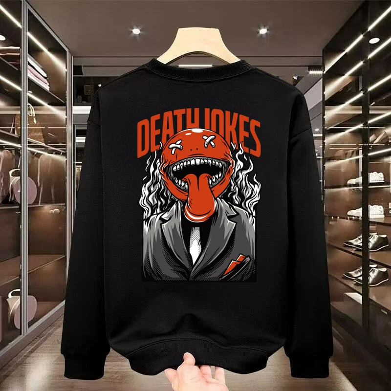 Outono masculino dos desenhos animados moletom japão manga longa topo de alta qualidade branco mangas compridas t camisa o-pescoço camisetas camisa ro