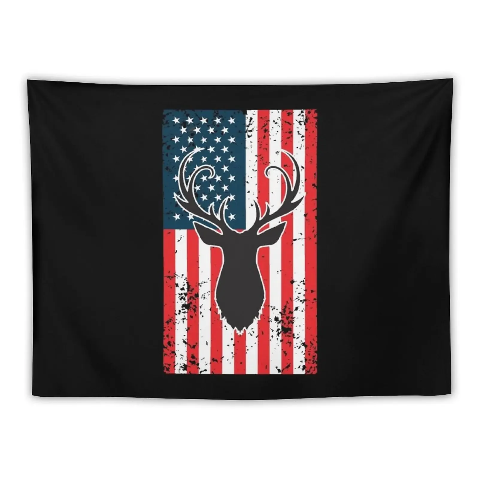 

American Flag Deer Hunting, American Deer Hunter, Deer Outfit Tapestry Kawaii Room Decor Tapestry