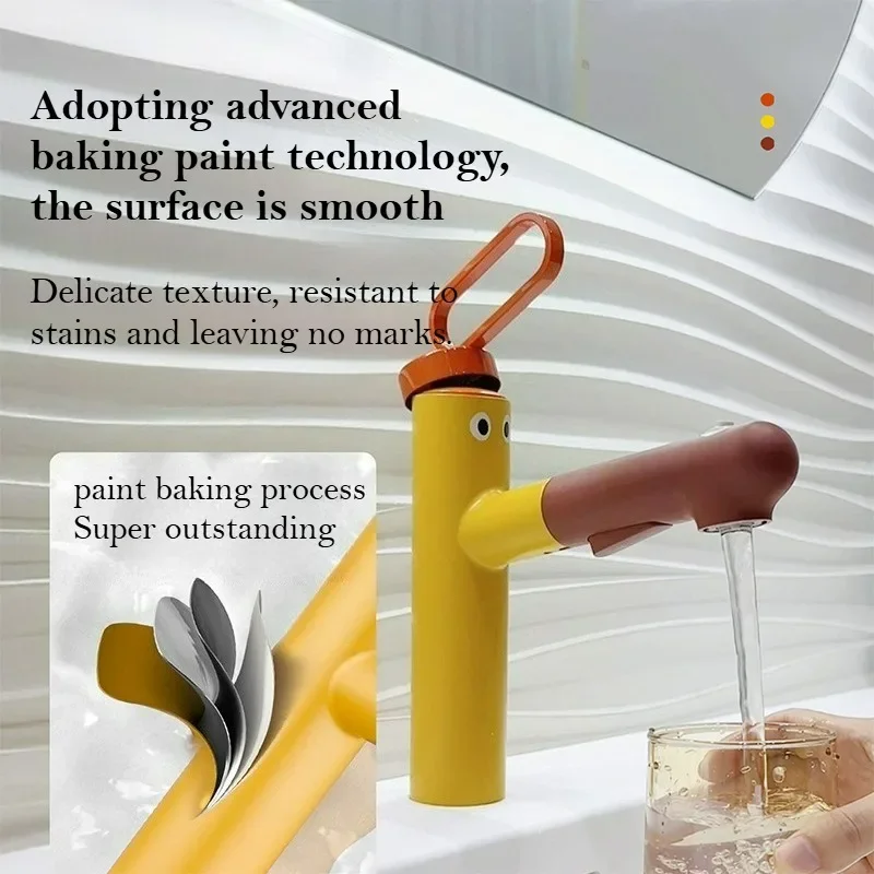 Modern Cute Puppy Design Bathroom Vanity Faucet Brass Pull-out Spout Single Handle Hot And Cold Water Mixer Tap for Wash Basin