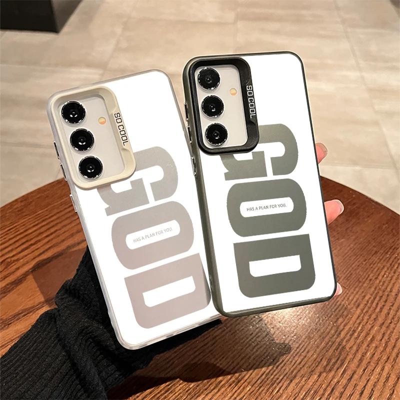 New Fashion Jesus GOD Phone Case For Samsung S26 S25 S24 A57 A56 A37 A36 A17 A16 A07 A06 M56 Ultra Plus Laser PC+TPU Cases Cover