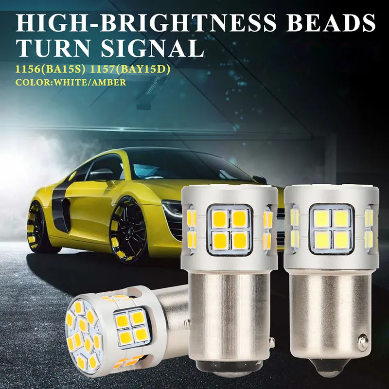 

2PCS P21W 1156 BA15S 1157 BAY15D 3030chip 30SMD LED Bulbs Turn Signal Light 12V White Car Reverse Backup Parking Brake Lamp DRL
