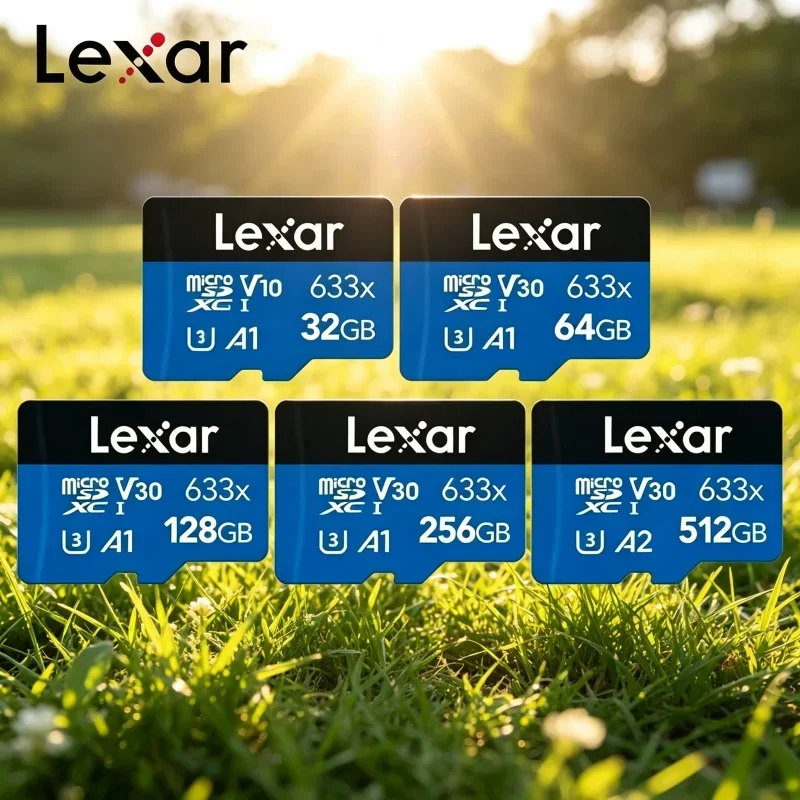 Lexar V30 U3 A1 A2 Micro SD TF Card 633x High Speed Memory Card for Smartphone Surveillance Camera Dash Cam Storage