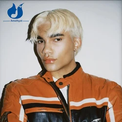 Amethyst Men's 613 Blonde Short Pixie Cut Bob Wig Pre-Plucked Full Lace Wig Brazilian Remy Human Hair Straight 150% Density