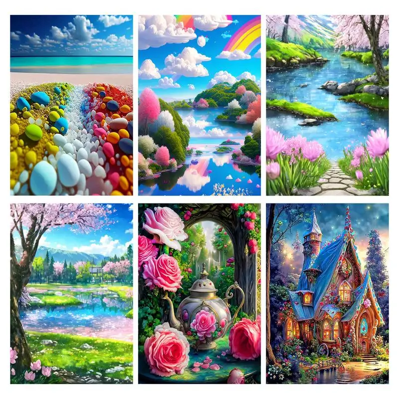 RUOPOTY Diamond Embroidery Sale Lake Spring Landscape Handmade Diy Diamond Painting Seaside Home Decor Needlework Diy Gift Art