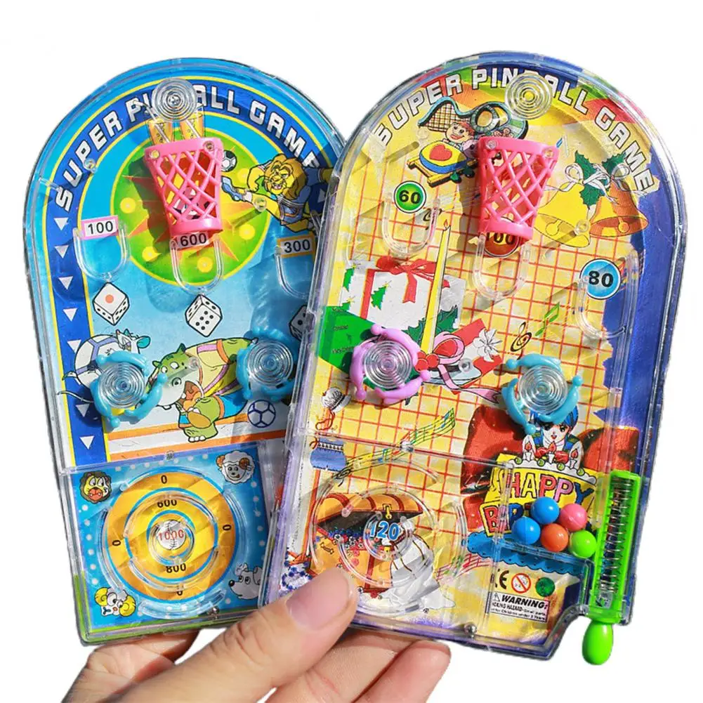 Classic Toys Games Vintage Mini Pinball Machine Interactive Toy Portable Cute Pattern Board Game Pinball Machine for Kids