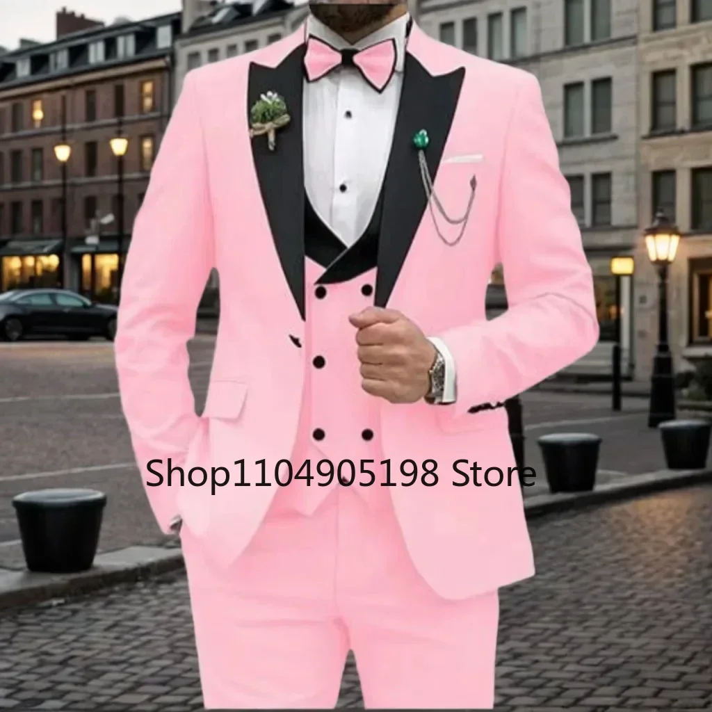 

Мужской костюм-тройка для жениха, атласный свадебный смокинг с пиковыми лацканами для выпускного банкета