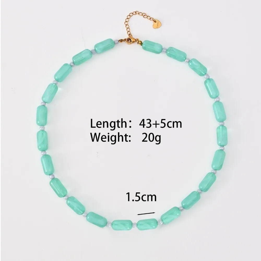 New Bohemian Fishbone Pendant Bead Dopamine Color White Shell Heart Resin Beads Necklaces Pink DIY Choker Necklaces Gifts