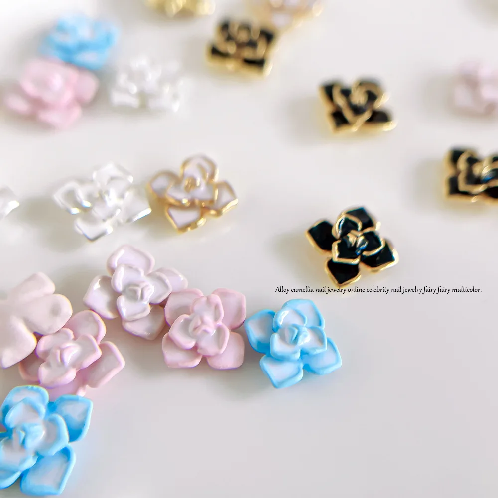 10 Stuks Legering Camellia Nagel Sieraden Sprookjesachtige Nagel Decoratie Dubbele Gelaagde Chinese Nail Accessoires