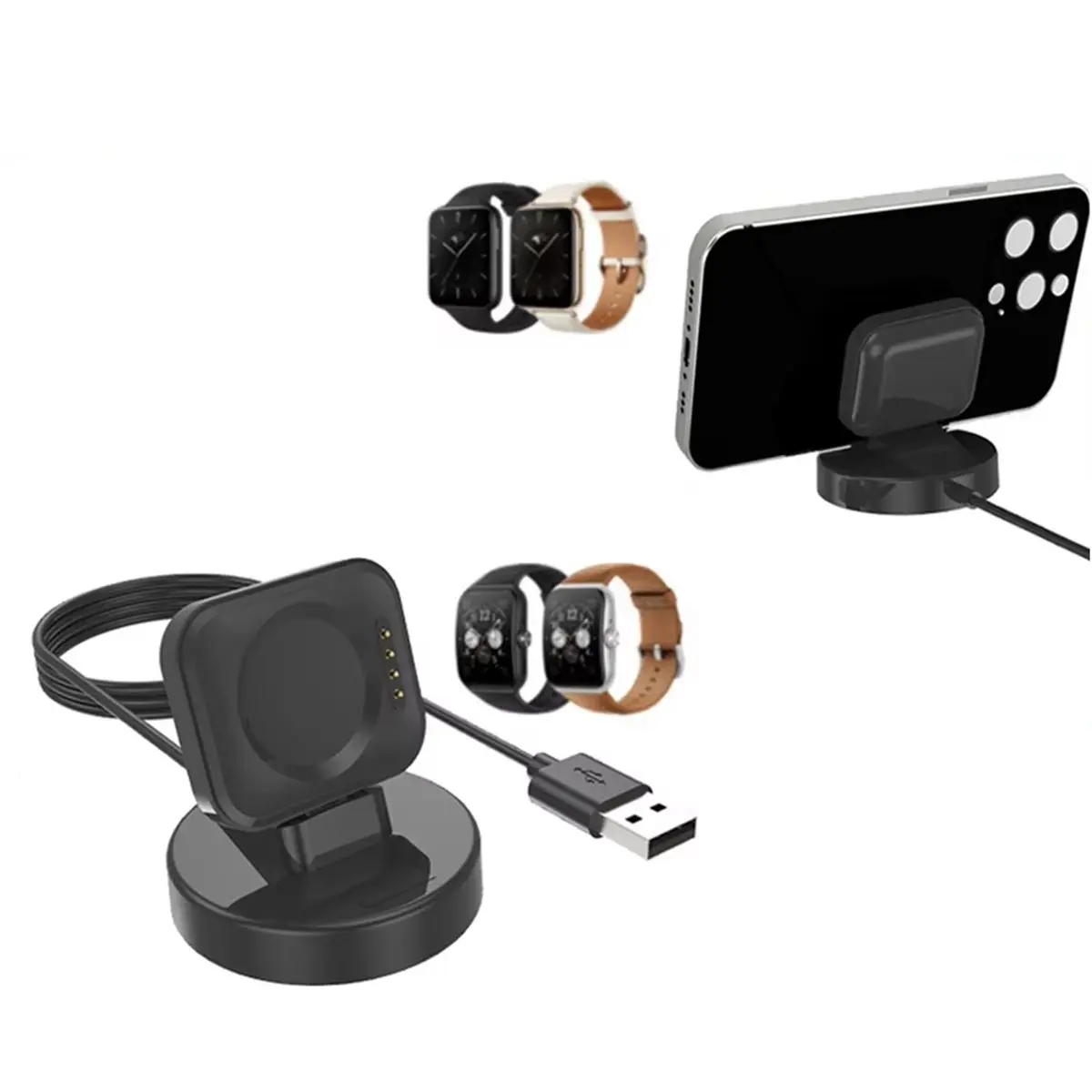 update. 2X Charger Dock Station Mobile Phone Holder Charger Cable Dock Smart Watch Charger Stand for OPPO Watch 3 Pro/3/2 view 4