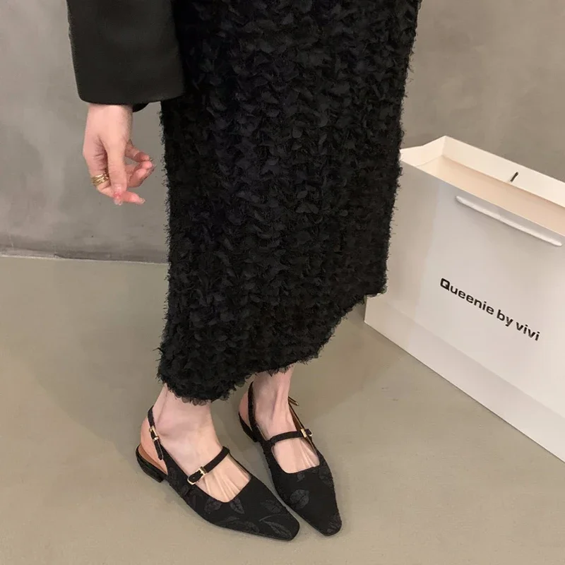 2024 Summer Cover Toe Women Slippers Fashion Elegant Shallow Singbacks Mules Shoes Ladies Casual Dress Low Heel Sandalias