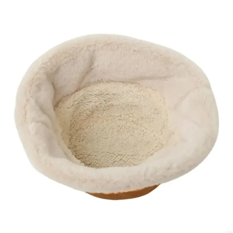 97BE Bear Baby Plush Bucket Hat Warm and Stylish Lambswool Fisherman Cap for Kid