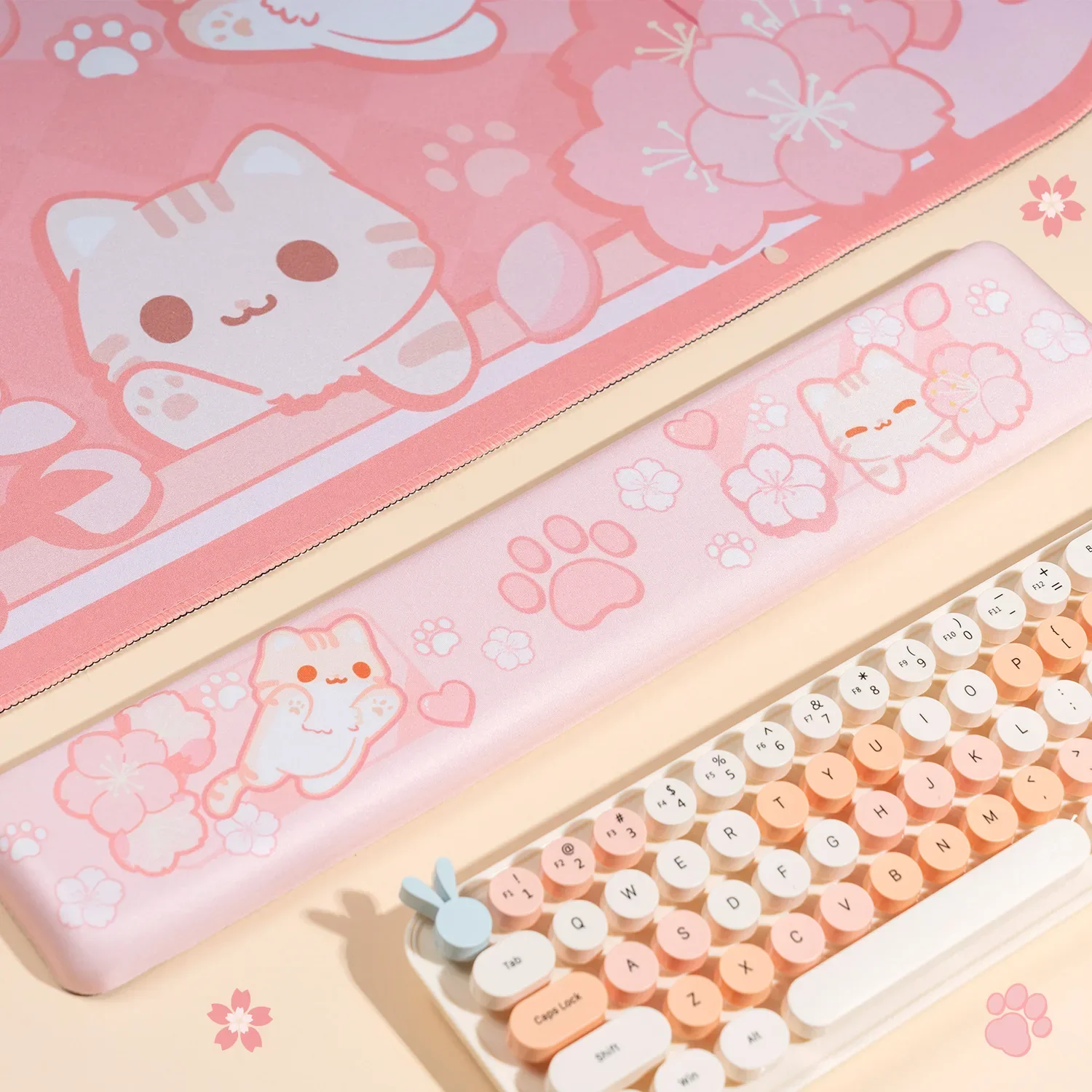 Imagem -03 - Teclado Sakura Cat Wrist Rest Tapete de Mesa do Computador Mesa Gamer para pc Gaming Setup Acessórios pc Gamer Completos