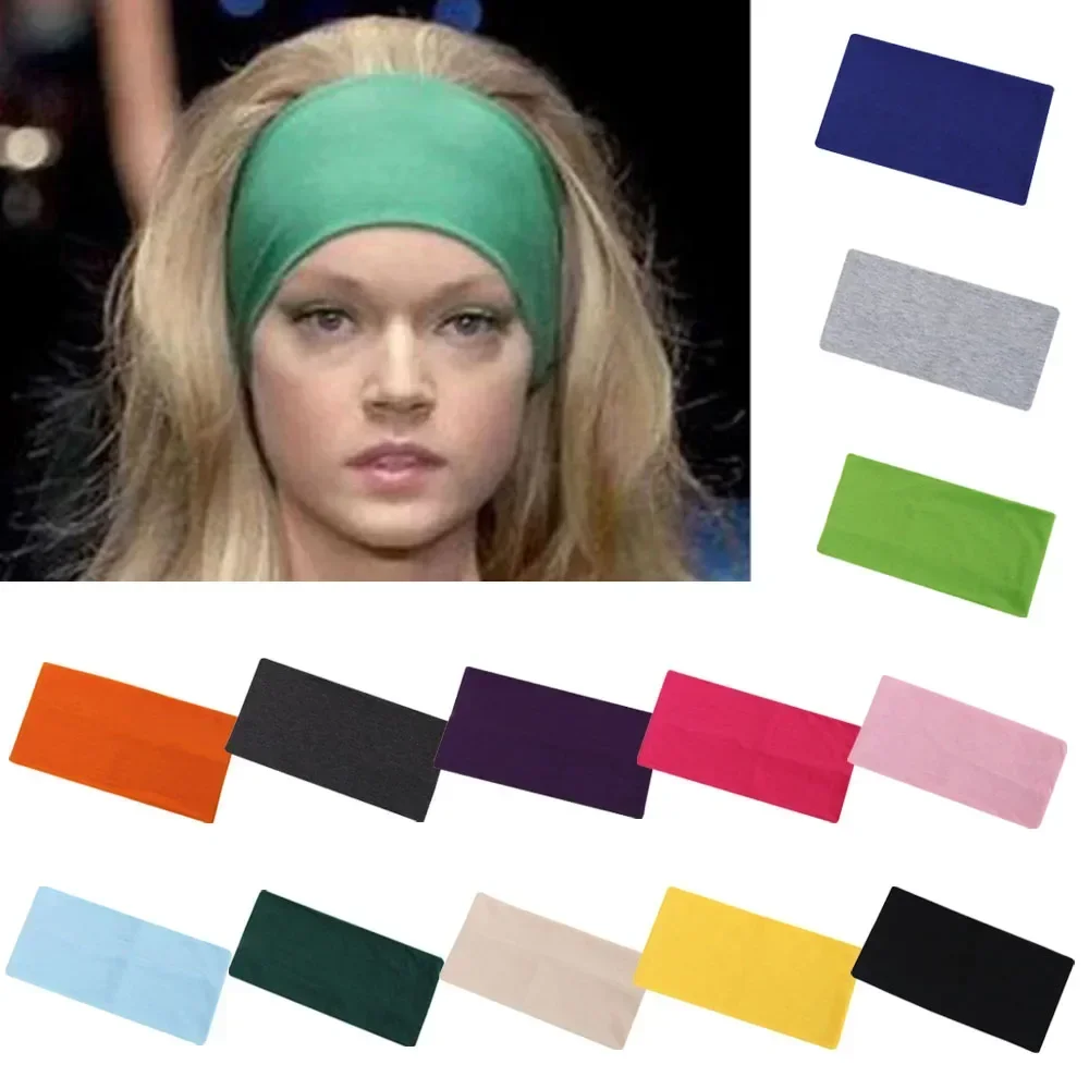 

Повязки на голову для женщин, повязка для волос, однотонная эластичная широкая повязка-тюрбан, повязка на голову для макияжа, спортивная повязка на голову для йоги, аксессуары для волос для девочек