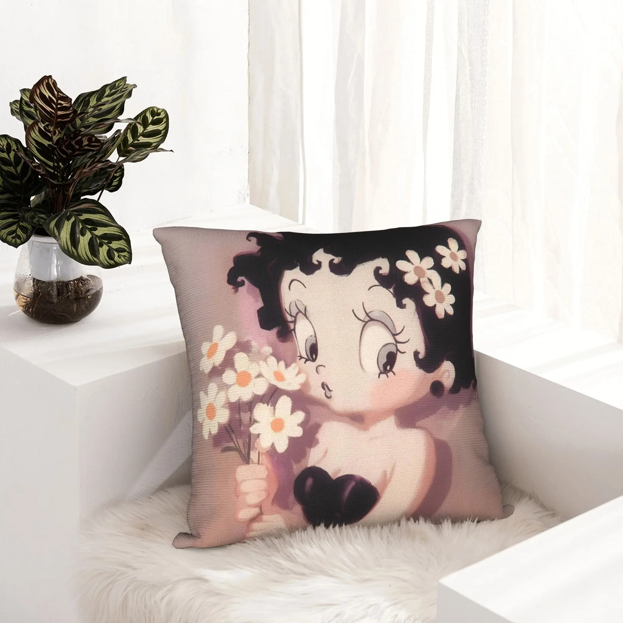 Anime B-Betty BoopS Pillowcase Soft Polyester Cushion Cover Decorative  Pillow Case Cover Home Zipper 18''