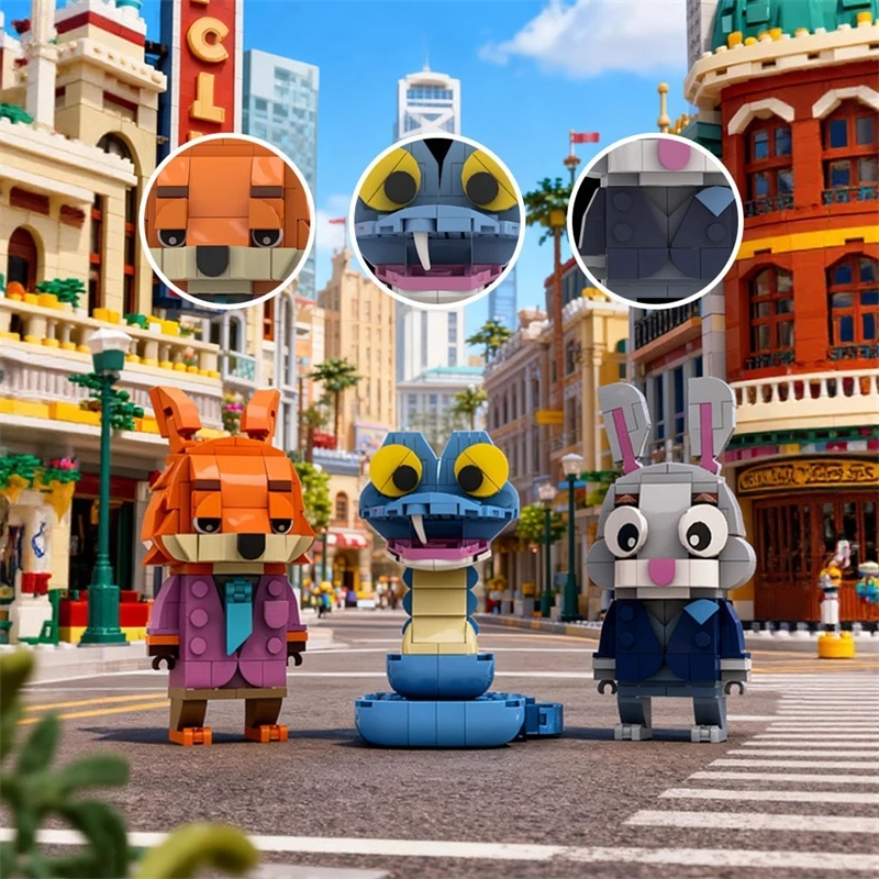 لعبة بناء MOC Zootopia Brickheadz متوافقة مع الطوب الصغير للأطفال والمراهقين ديكور الحفلات هدية الكريسماس 334 قطعة #1