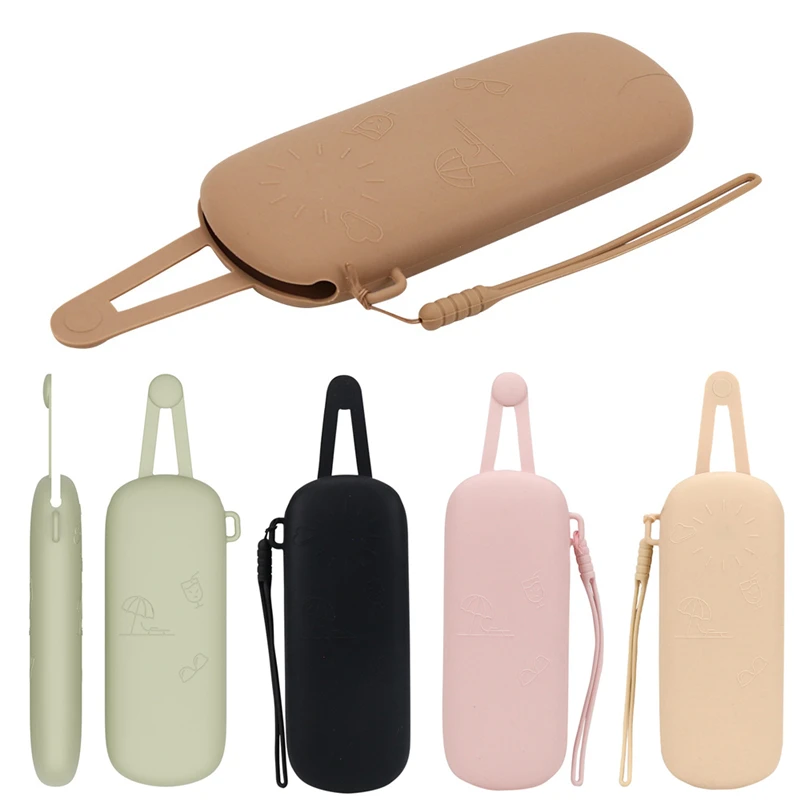 

Ultra-light Soft Silicone Glasses Case With Hand Strap Travel Sunglasses Cover Anti Scratch Dustproof Glasses Protective Cover