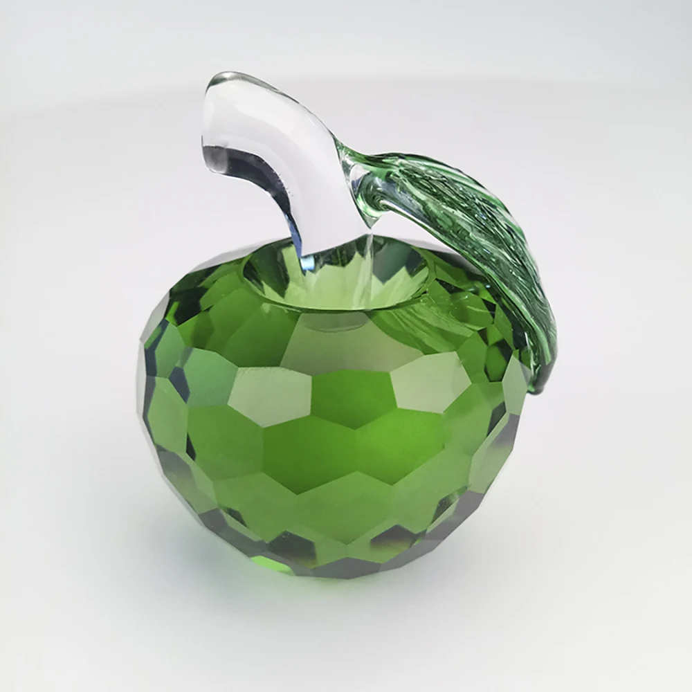 fancy good quality green 60mm crystal apple for home decoration/Christmas gift