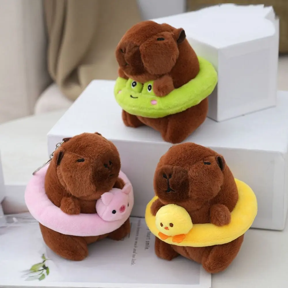 Cute Swimming Capybara Pendant Plush Toy Doll Bag Hanging Ornament Fluffy Stuffed Animals Keychain Car Pendant Gifts ﻿