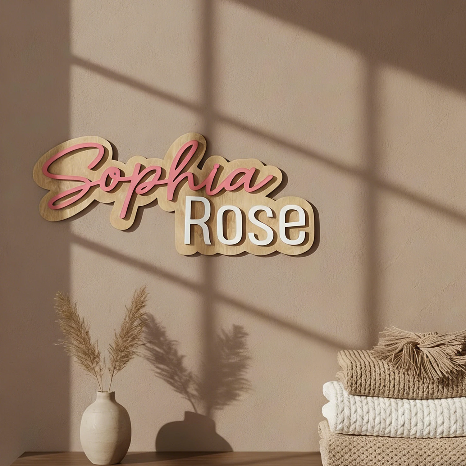1pc Custom Two Name Cloud Wooden Sign Personalized Cursive & Block Letter Door Wall Home Decor Gift