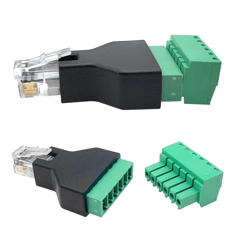 オス-オスネジ留め式端子台アダプタ,ケーブル延長,モジュラーコネクタ,cat3,rj12,6p6c,6ピン,5個