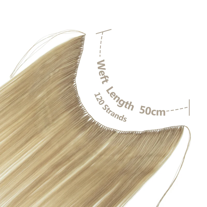 Estensioni dei capelli con punta in piuma invisibile Fasci biondi lisci Capelli umani da cucire in microanelli Trama dei capelli 40 cm 100 fili