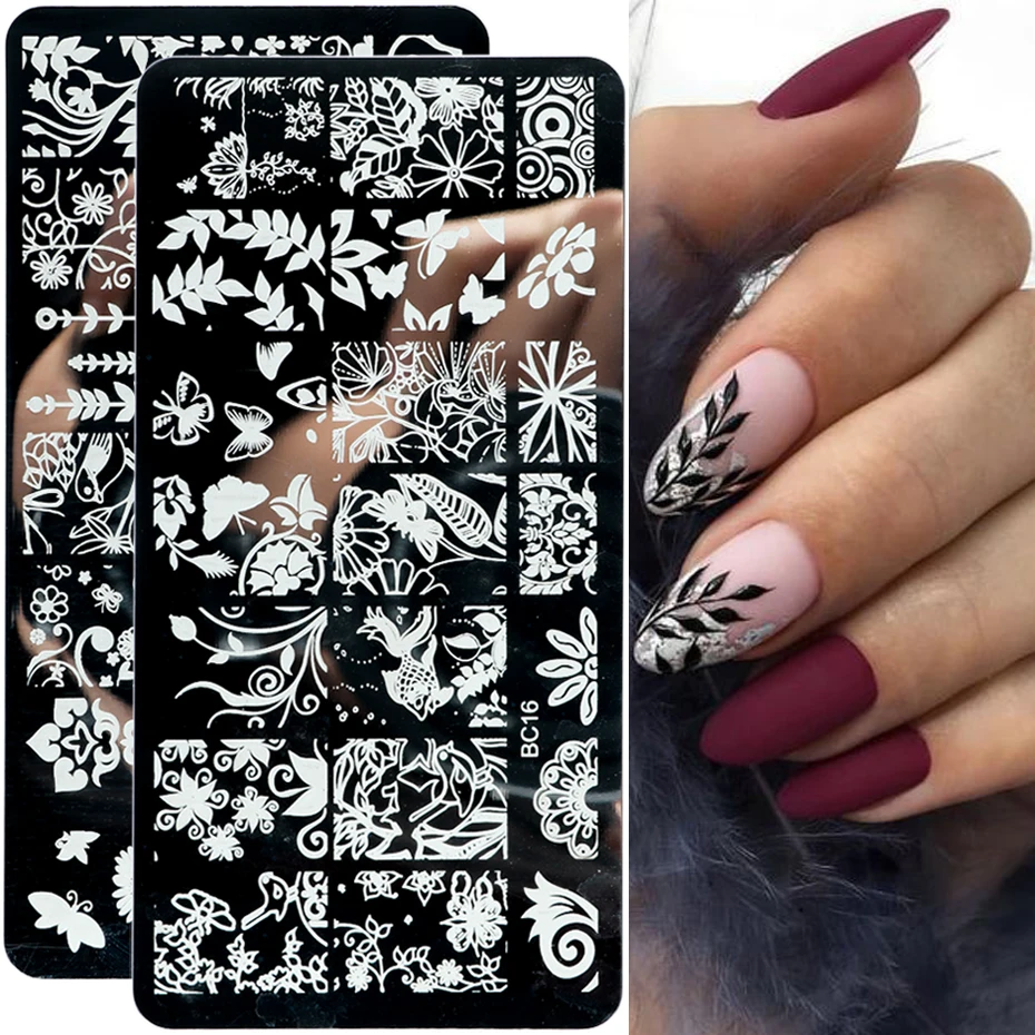 1pcs Nail Stamping Plates Lace Flower Leaf Butterfly Mandala Design Stamp Template for Printing Manicure Stencil Tools LYBC01-20