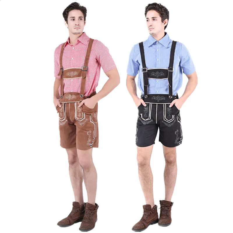 Costume da uomo carnevale Oktoberfest camicia bavarese tedesca Lederhosen Clubs barman Cosplay Fancy Party Set