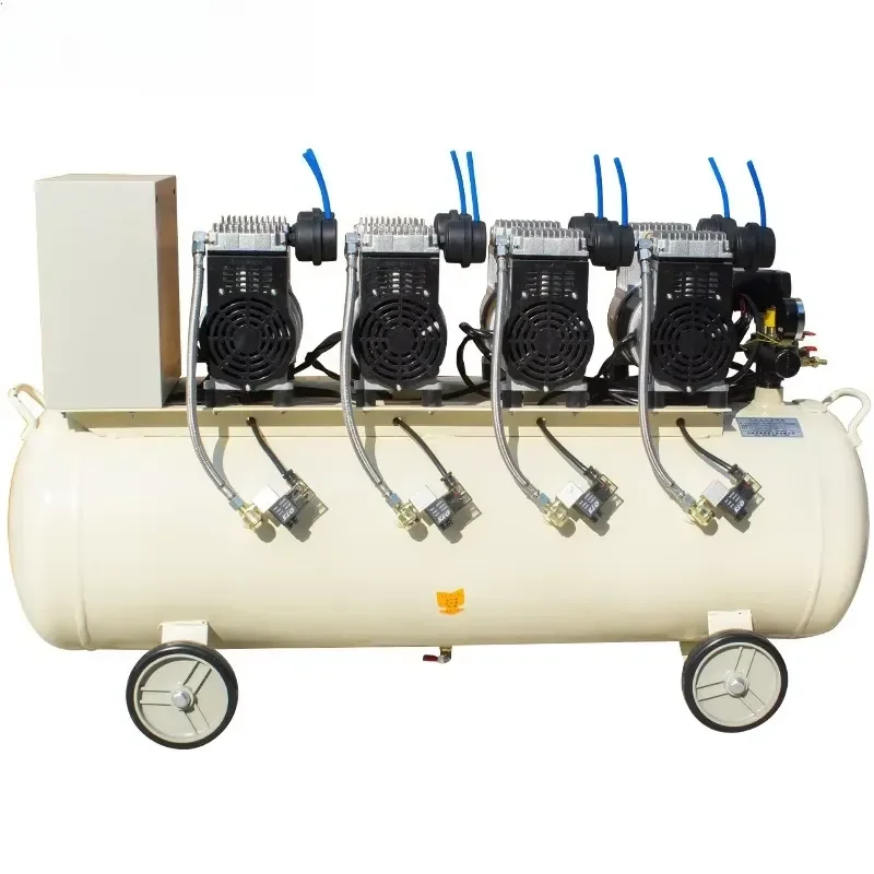 Oil Free Air Compressor 980WX4 120L High Pressure Silent Pump for Auto Detailing Car Painting Spray Eco Friendly