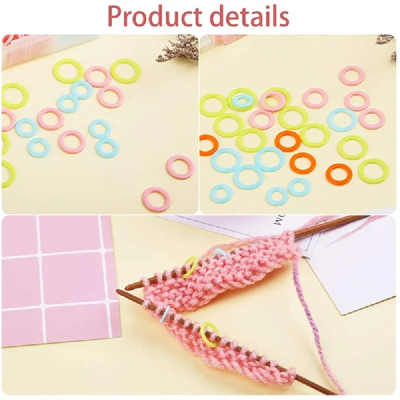 180/220Pcs Colorful Knitting Stitch Markers Rings Knitting Crochet Locking Rings with Portable Storage Box for Sewing Handcrafts