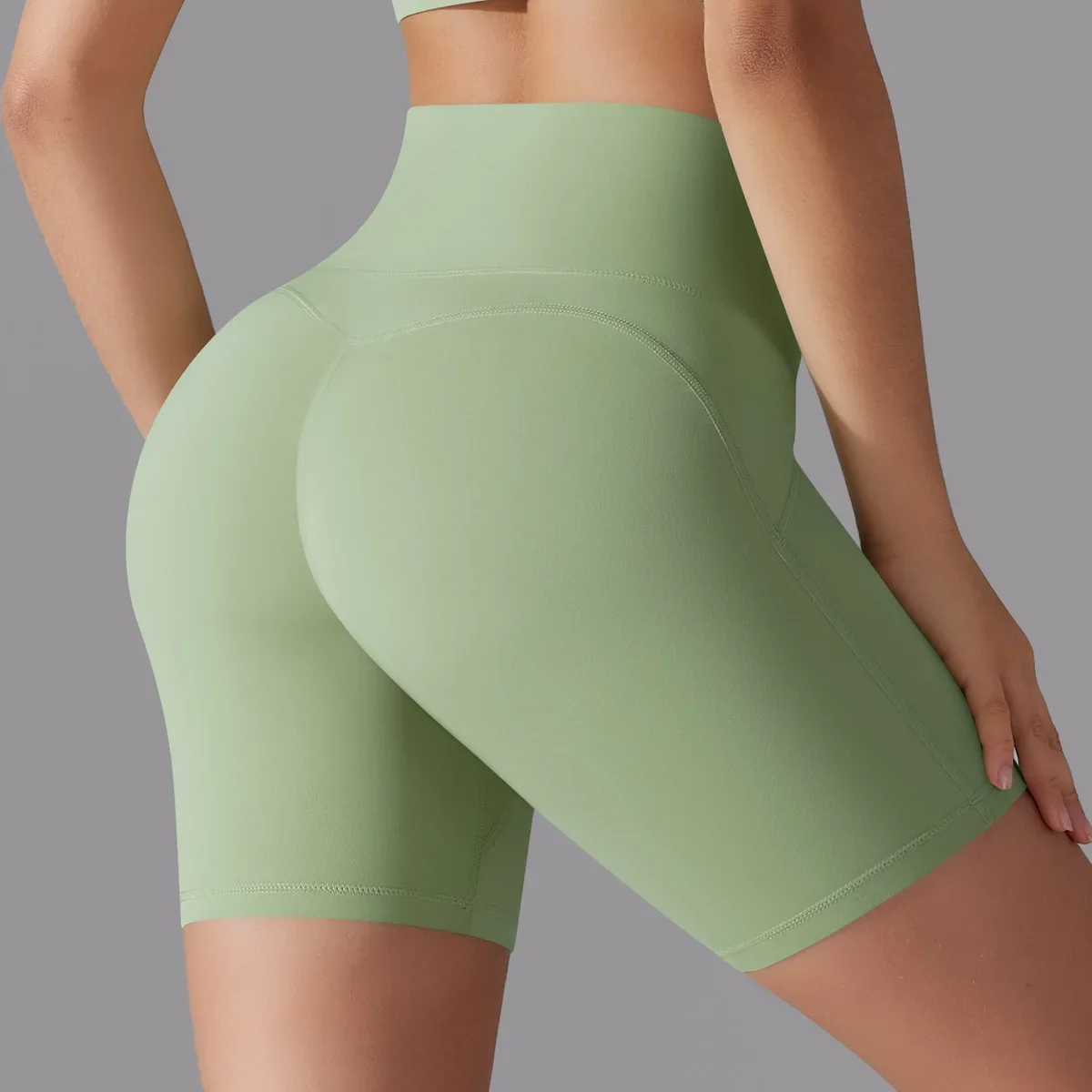 Nuovi pantaloncini da yoga Sport Fitness Vita alta Pantaloni attillati alla moda color pesca Traspirante Corsa Allenamento Abbigliamento Pantaloncini da palestra Completo per le donne