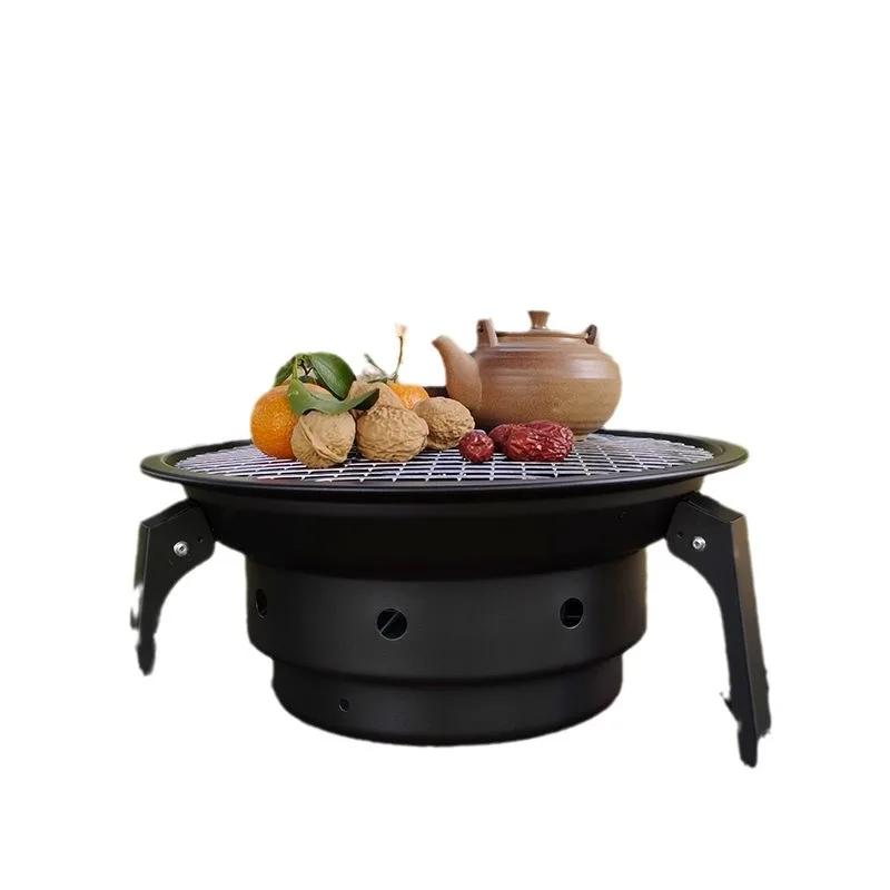

Outdoor barbecue grill, home carbon barbecue BBQ camping grill, circular foldable portable picnic rack