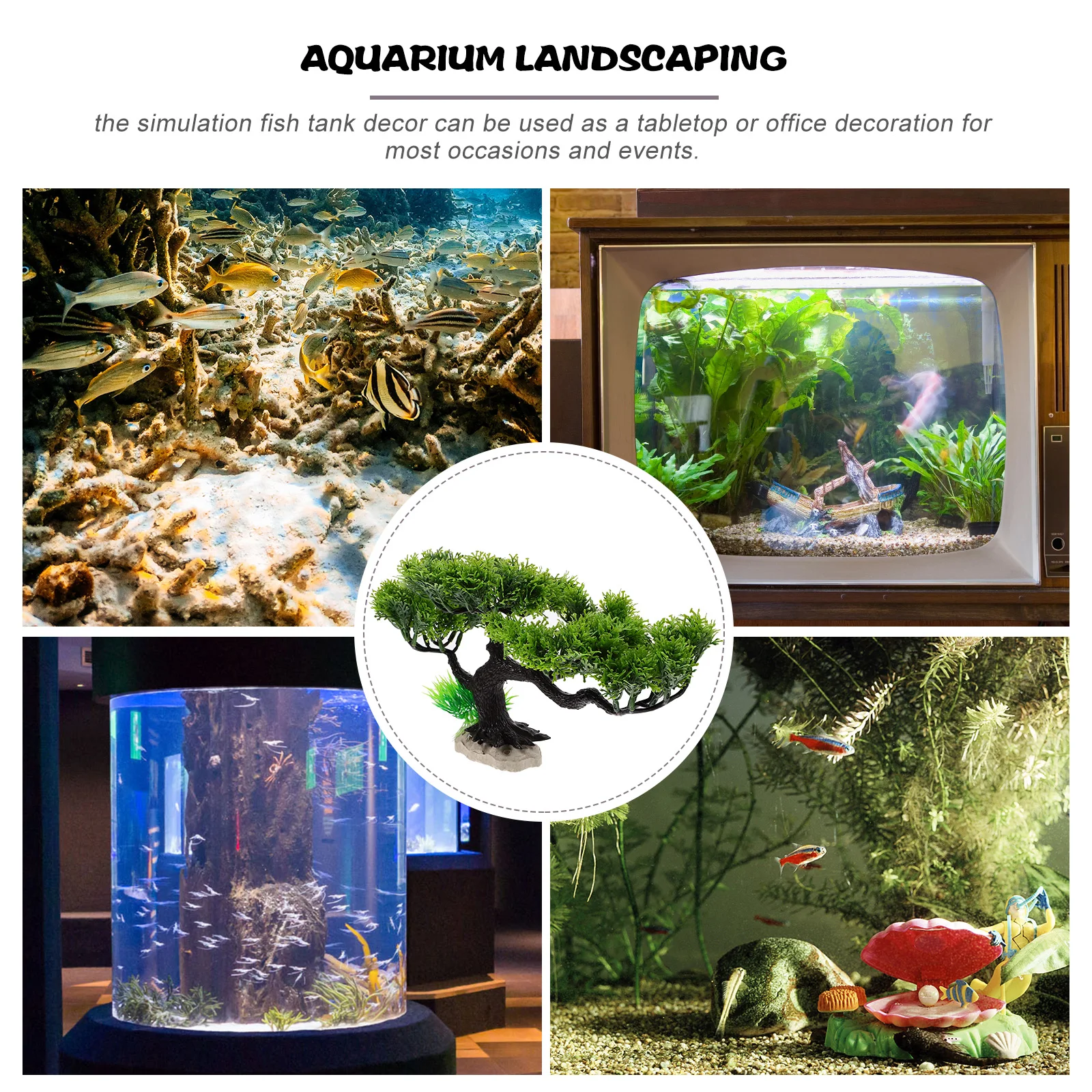 

Realistic Pine Tree Aquarium Decor Ornament Bonsai DIY Fish Tank Landscape Decoration Durable Plastic Faux Plant Safe for