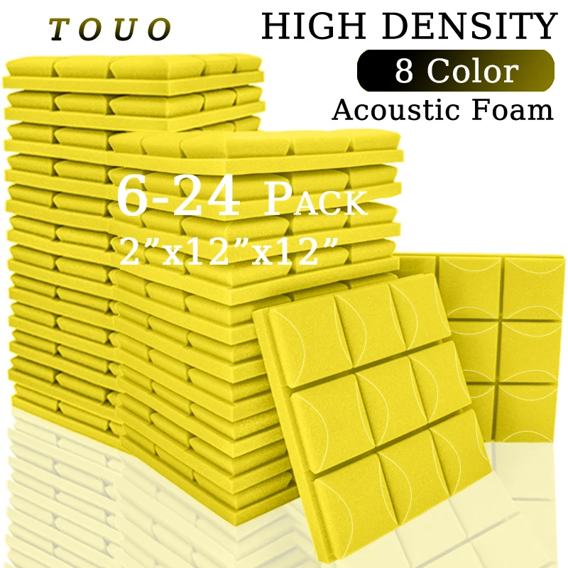 

TOUO Acoustic Foam Panel 6/12/24 Pcs Soundproof Foam KTV Acoustic Sponge Studio Soundproofing Foam Noise Insulation