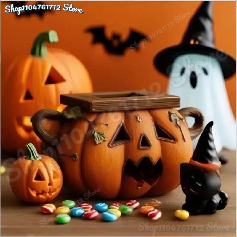 

Halloween Pumpkin Tissue Box Holder Spooky Cute Scary Pumpkin Shaped Napkin Organizer for Bedroom Bathroom Kitchen Home Decor