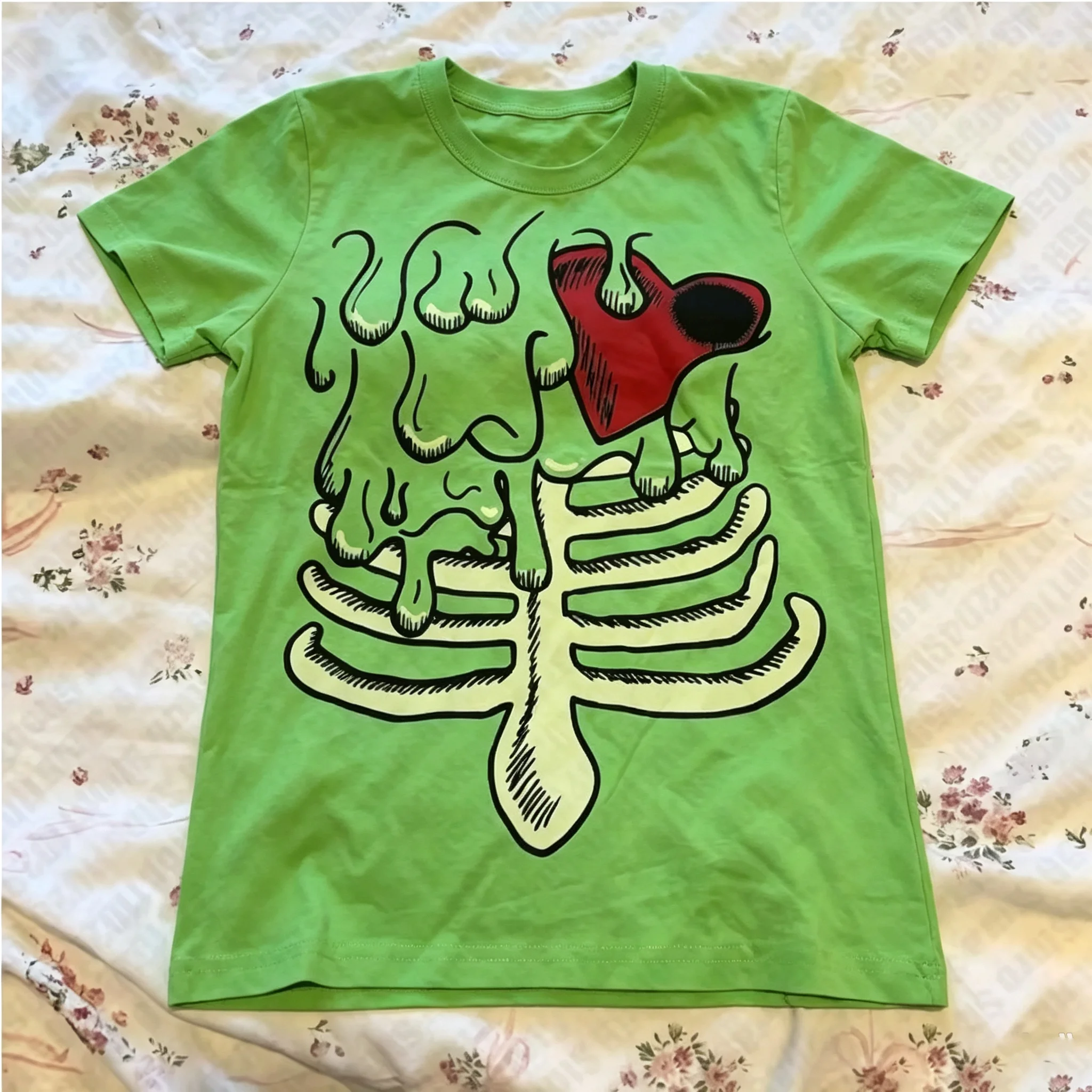 Harajuku Style Y2K 2000s Vintage Streetwear Short Sleeve Family Matching Outfits, E-girl Printed Kids Tee for Men & Women