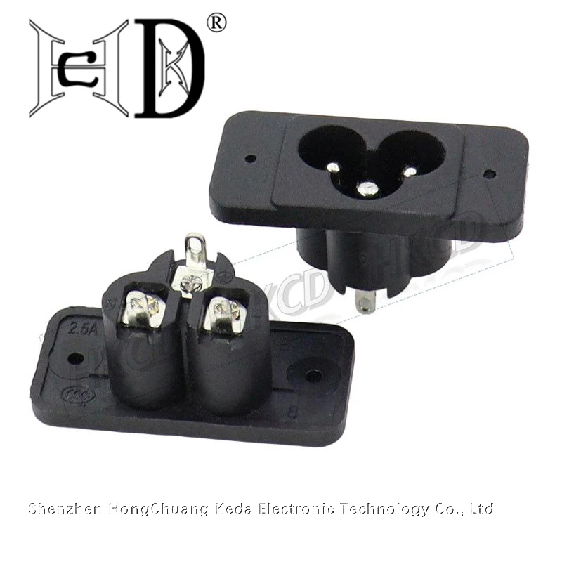 2PCS IEC 60320 C6 3-Pin Male AC Power Socket, Panel Mount 2.5A 250V 3-Prong Mains Inlet Connector for Laptop Adapter