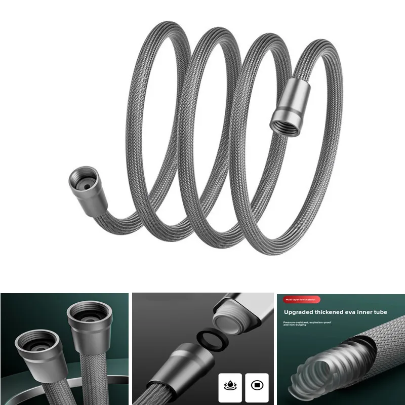 Tuyau de douche à main Anti-enroulement, 1.5/2 mètres, Interface universelle GI/2, Tube de douche Flexible, haute pression, bain-douche, tuyau en Nylon