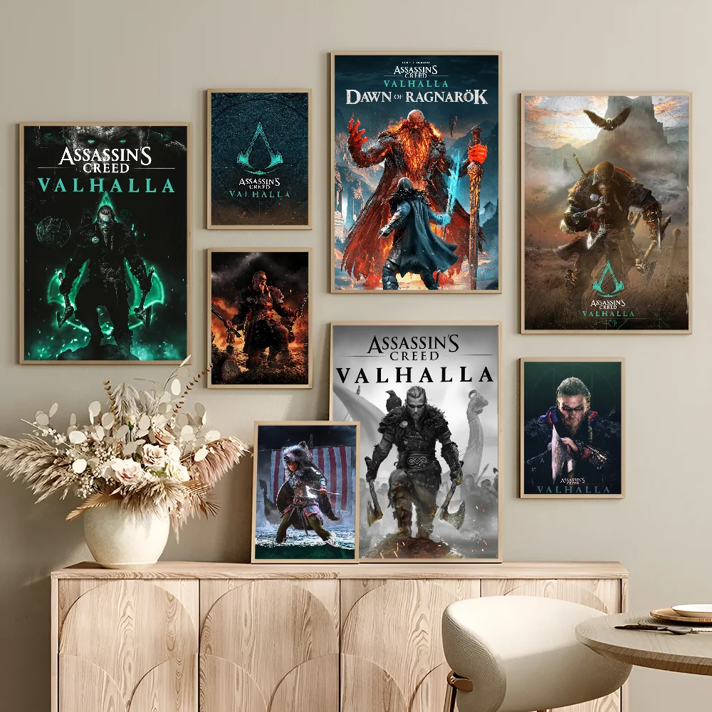 Assassins Creed Valhalla Whitepaper Poster Retro Kraft Paper Sticker DIY Room Bar Cafe Vintage Decorative Painting