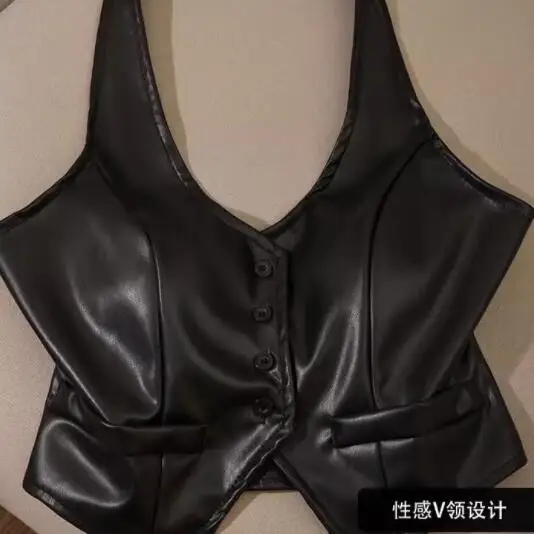 

Короткий жилет 2025 года, тонкий модный топ для девочек, европейские и американские подтяжки, новый жилет, простой премиум-класса