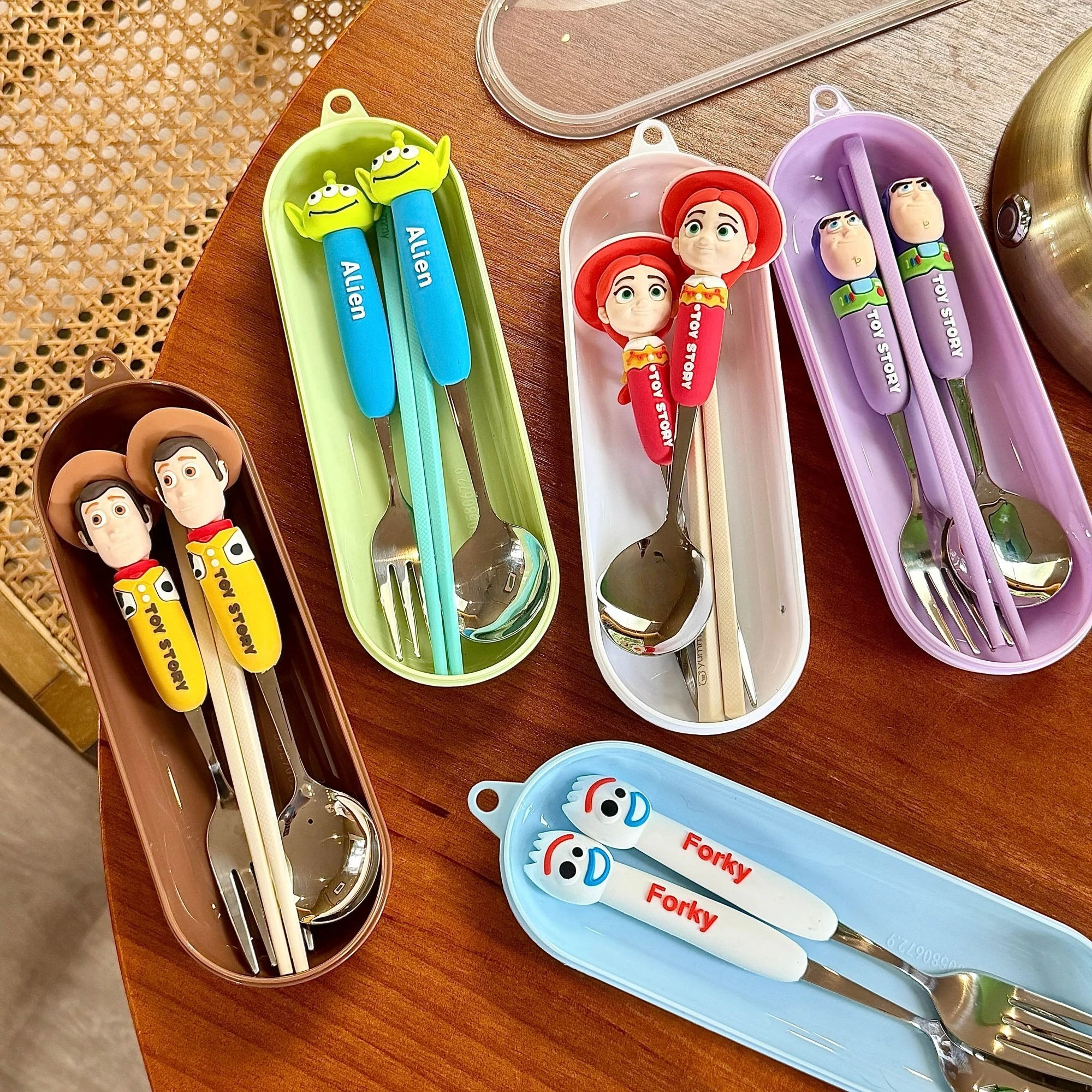Toy Story Spoon Fork Cutlery Set Woody Buzz Lightyear Jessie Forky Alien Cartoon Character Toy Story Peripheral Products
