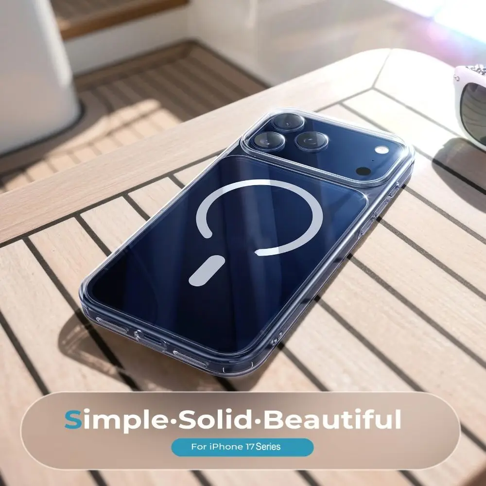 Transparente magnetische Hülle, dünne Anti-Gelb-transparente Hülle, stoßfeste Silikon-Handyhülle für iPhone 17/Air/Pro/ProMax