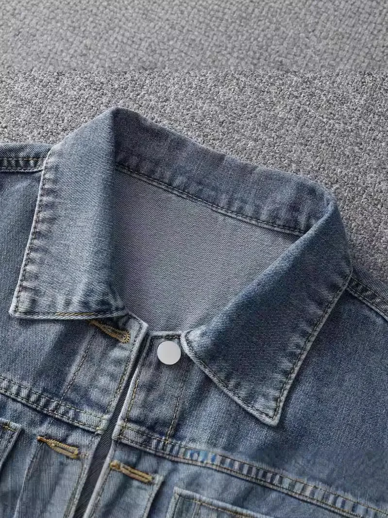 Chaqueta vaquera Vintage para mujer primavera y otoño nuevos modelos casuales simples cortos Color Retro textura lavada chaqueta vaquera superior